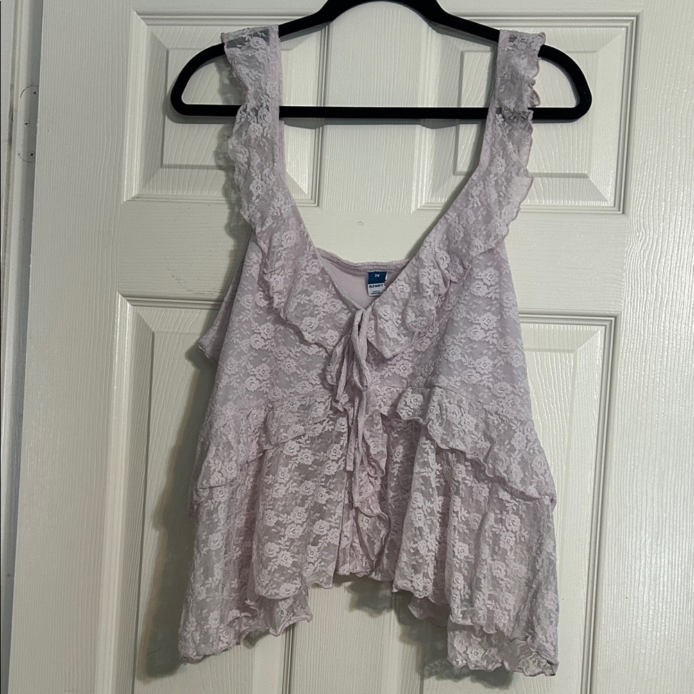 Elegant Lace Ruffle Camisole - Lilac
